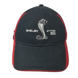 Shelby GT500 Strapback Hat Black One Size Adjustable Embroidered Ford